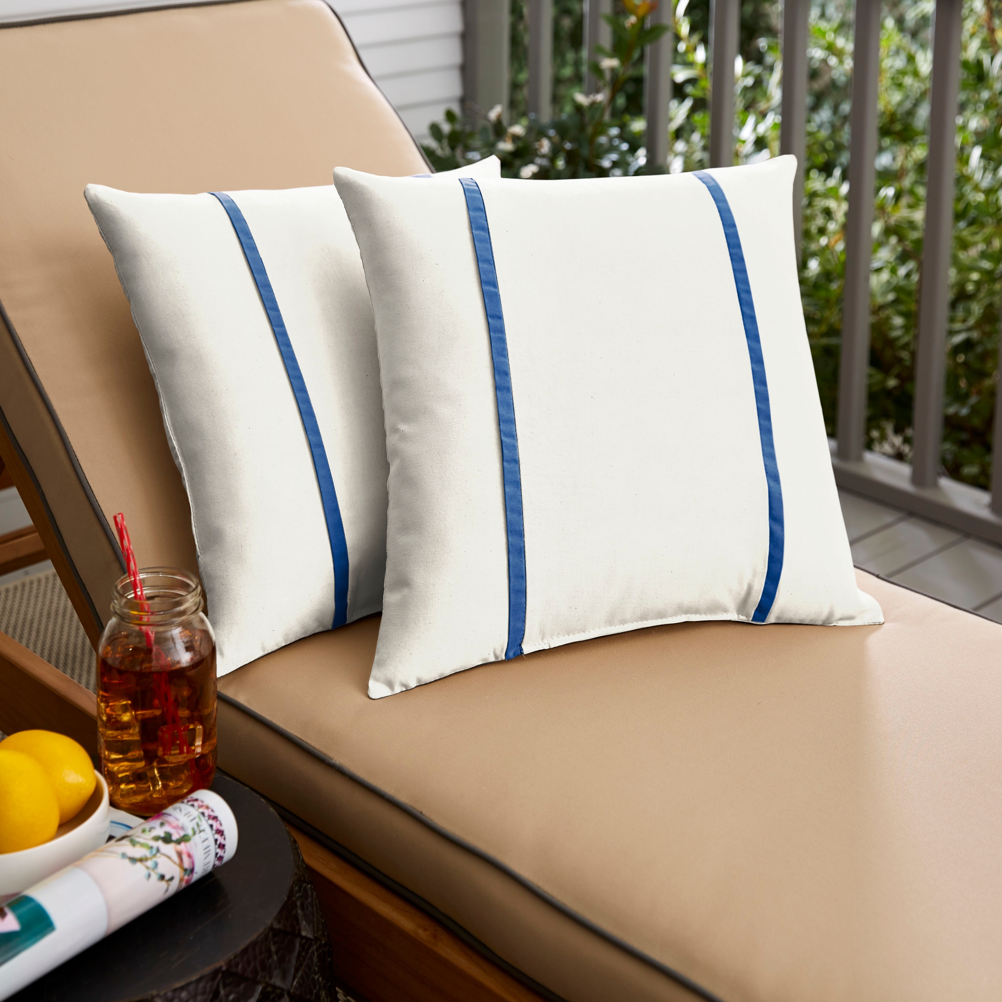 Sorra Home Sunbrella Outdoor Double Petite Flange Pillow Set of 2
