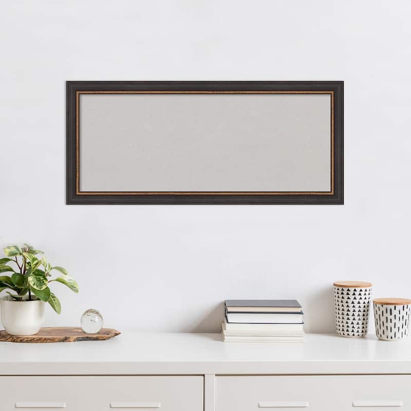 Ashton Black Wood Framed Grey Corkboard Bulletin Board, Organization Board, Pin Board