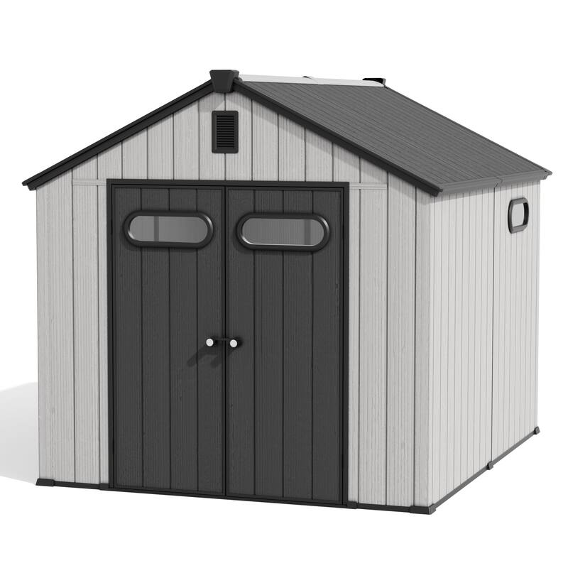 8' x 8' / 8' x 10'/ 8' x 12' Outdoor Storage Shed with Lockable Double Doors for Garden, Backyard, Patio