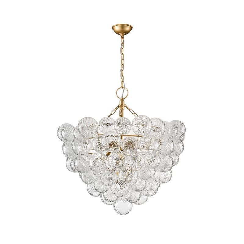 Gold Bubble Ball Chandelier, LED Pendant Light with Glass Globes