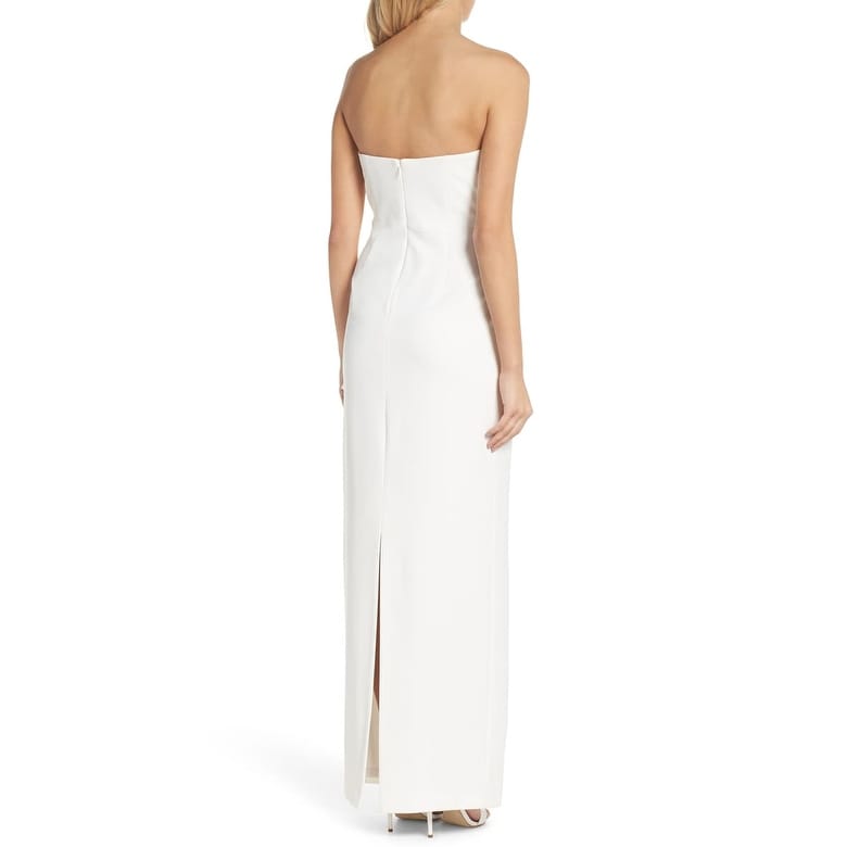 strapless column gown