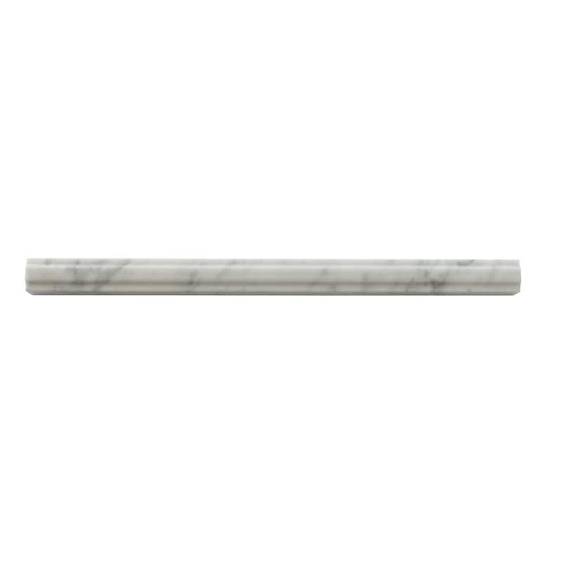 Apollo tile 0.5 x 12 Grandis Polished White Bianco Carrara Marble Tile (0.5 sq ft/case) - 10 Pack