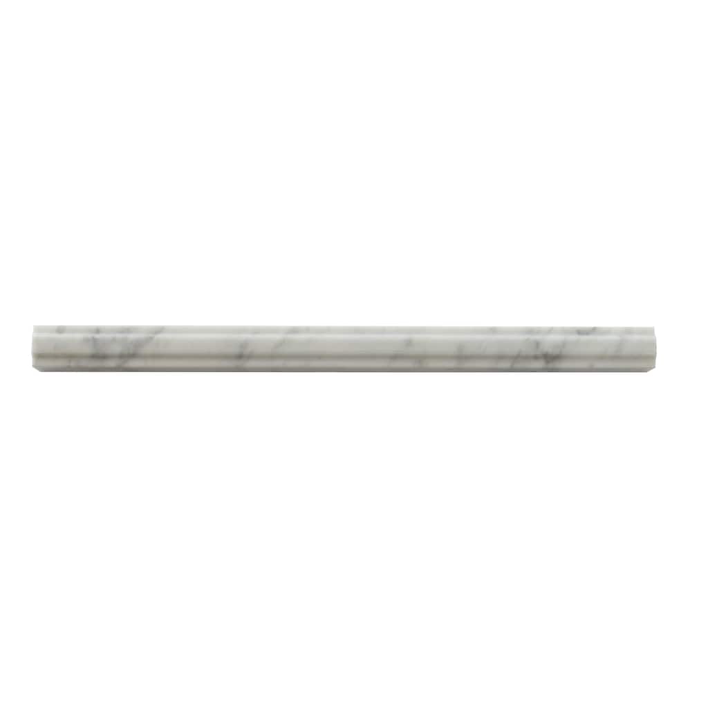 Apollo tile 0.5 x 12 Grandis Polished White Bianco Carrara Marble Tile (0.5 sq ft/case) - 10 Pack