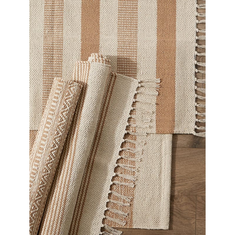 DII Stone Dobby Stripe Hand-Loomed Rug 2ft 6inx6 Ft - 36.0 In. L X 24.0 In. W X 0.2 In. H