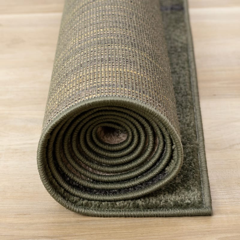 Marley Collection - Geometric Modern Green Grey White Area Rug