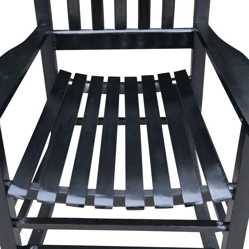 Outdoor Solid Wood Rocking Chair with Wide Seat, Terrace Arm Chairs with Slatted Back for Balcony, Porch, Garden