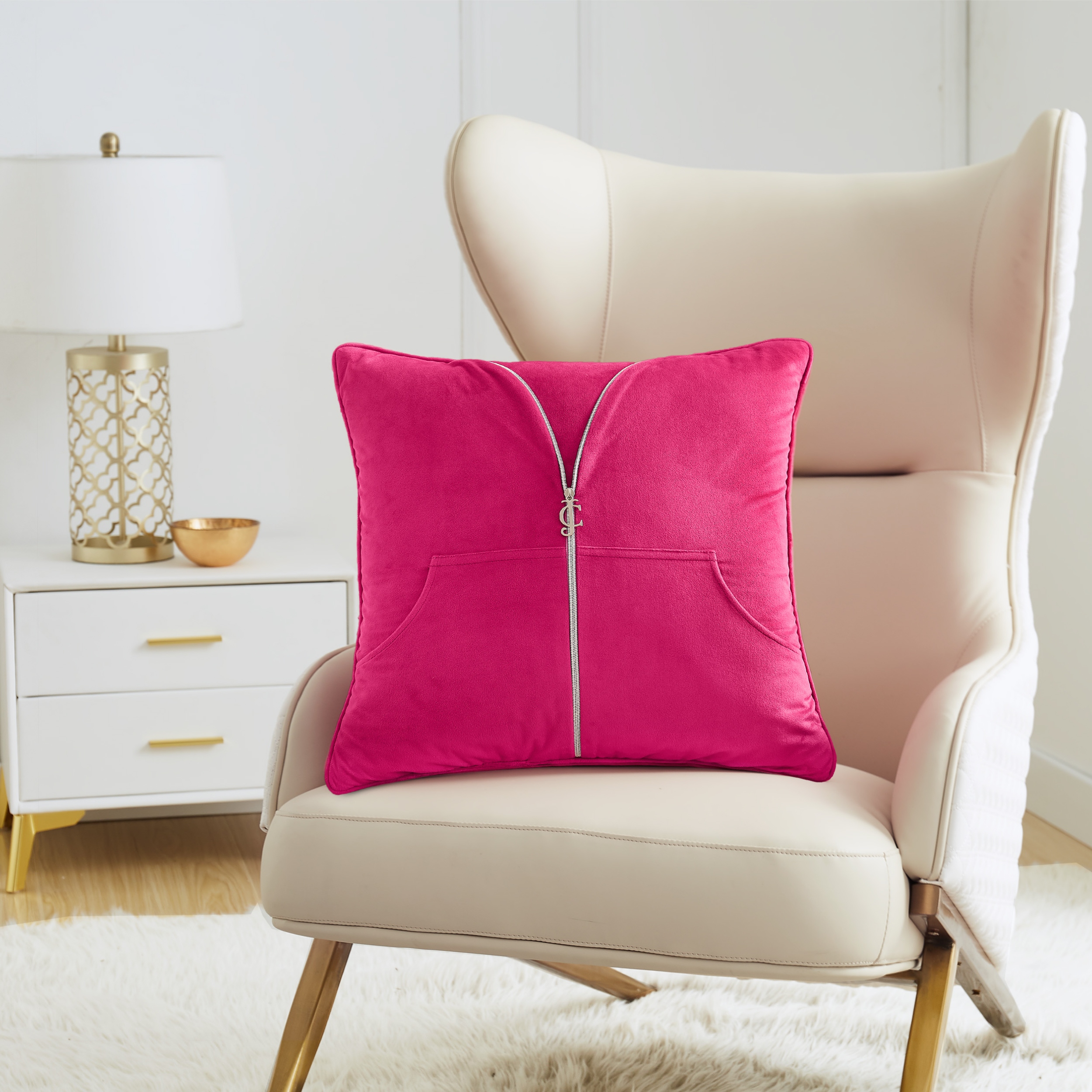 Hot pink sales velvet throw pillow