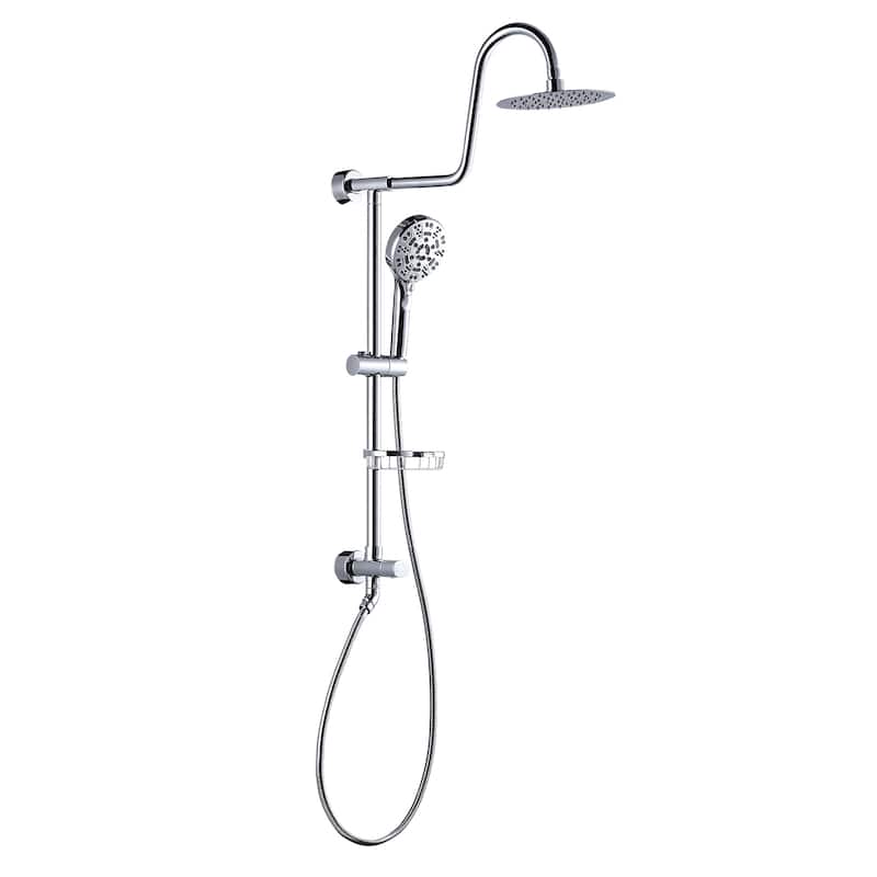 WOWOW Wall Bar Shower Kit 8 in. Rain Shower Head with Hand Shower - Chrome