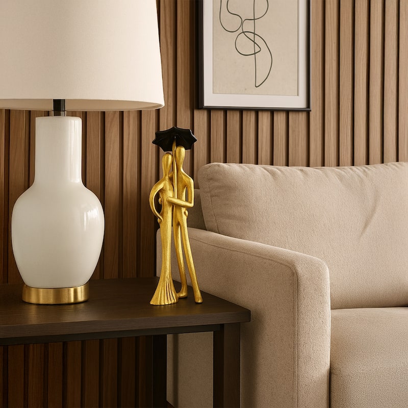 Decorative Handmade Aluminum 15 inch Lover Sculpture in Gold - 5 x 4 x 15 in
