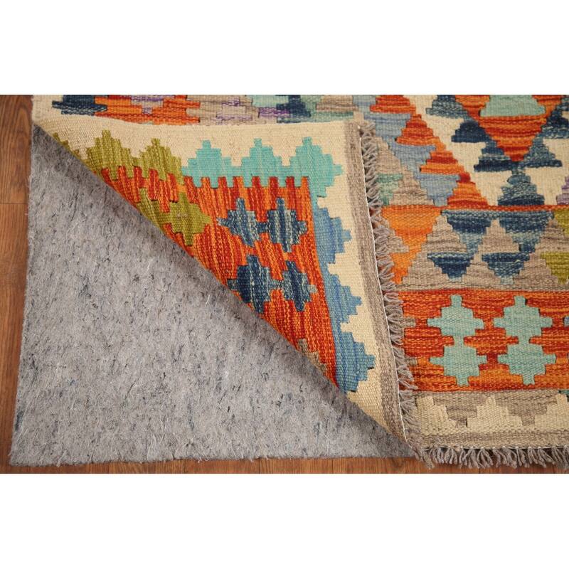 Hand Woven Oriental 100% Wool Carpet Southwestern Geometric Multi-Colored Kilim Area Rug - 6' 5'' X 4' 11''