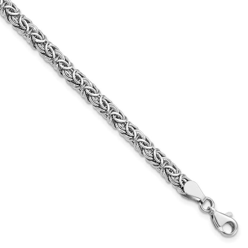 Curata 14k White Gold Fancy Polished Fancy Link Bracelet 7 Inch
