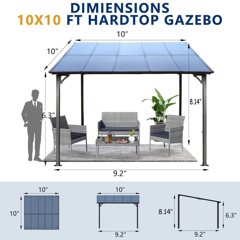 10' x 10' Outdoor Pergola Gazebo