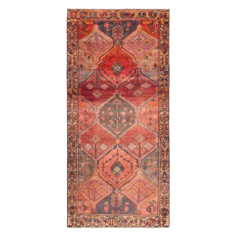 ECARPETGALLERY Hand-knotted Melis Vintage Red Wool Rug - 4'10 x 10'9