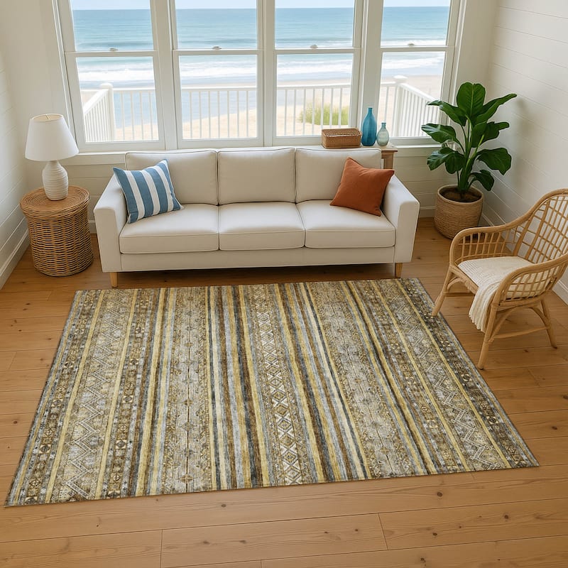 Premium Washable Super Soft Global Stripes Mayfield Rug