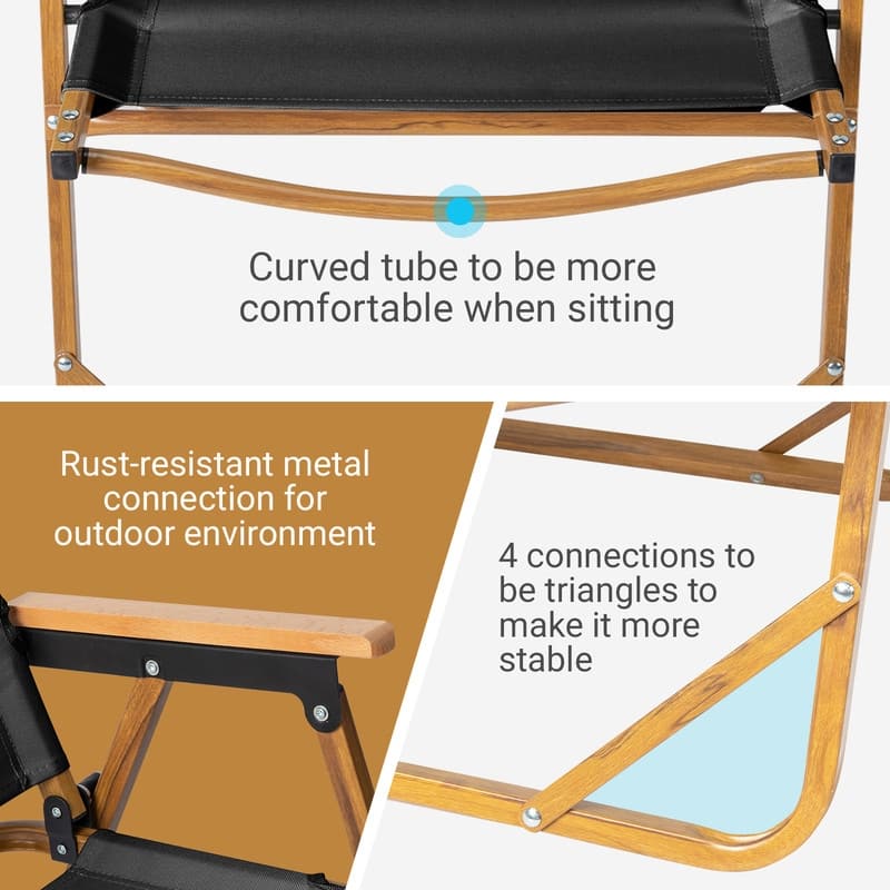 Aluminum Frame 600D Oxford Cloth Wood Grain Spray Paint Camping Chair