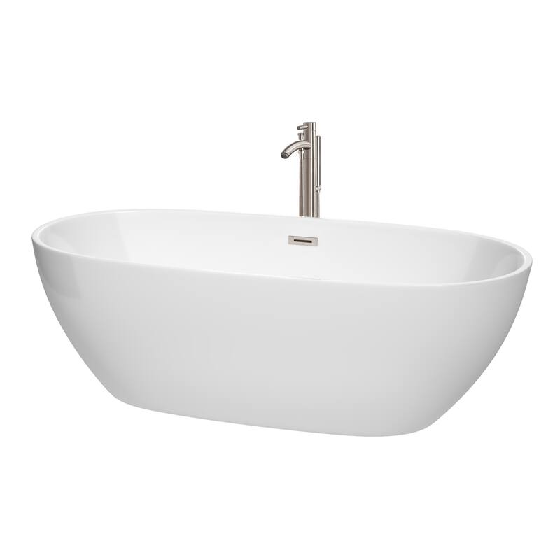 Wyndham Collection Juno 71-inch White Freestanding Soaking Bathtub