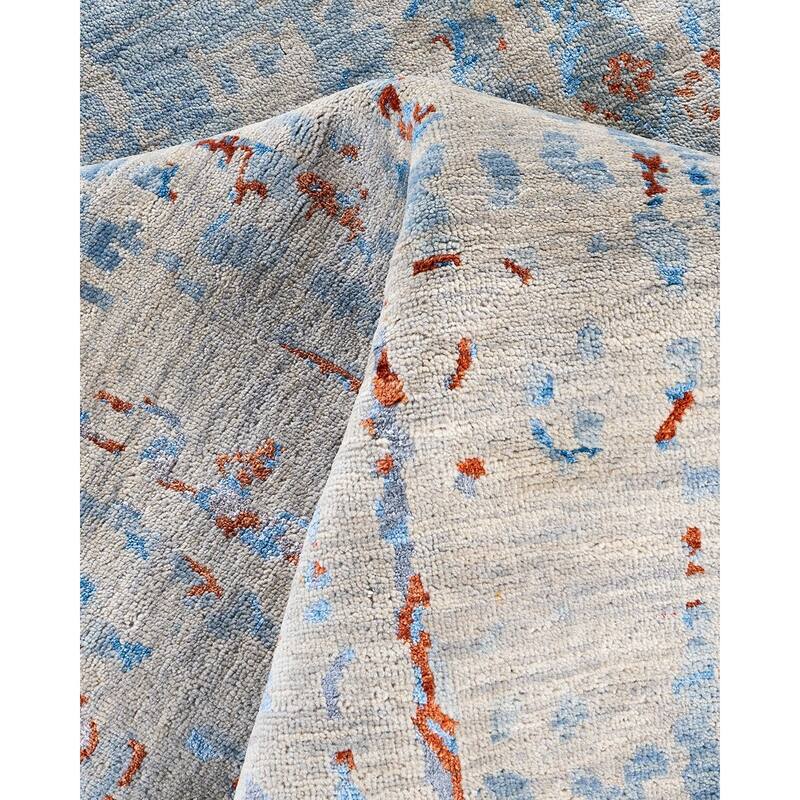 Ikat One-of-a-Kind Hand-Knotted Area Rug, Blue - 8' 1" x 9' 9"