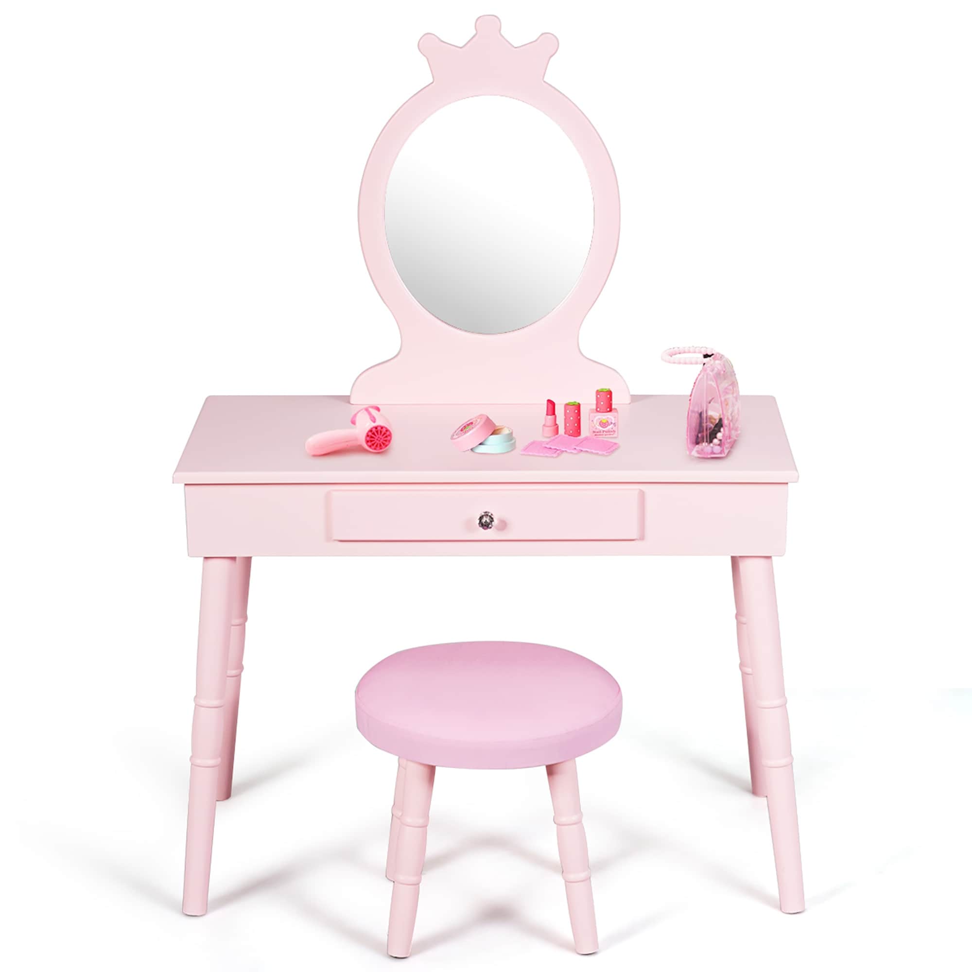 Kids Vanity Makeup Table And Chair Set For Children Overstock