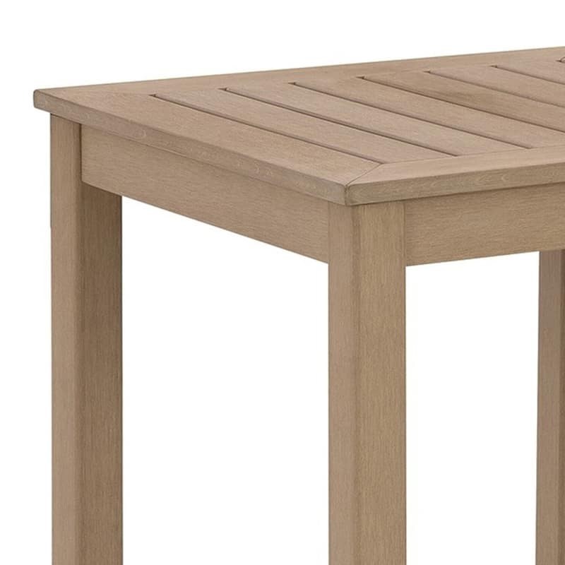 23.5 in. Natural Brown Square Plastic End Table with Slatted Design