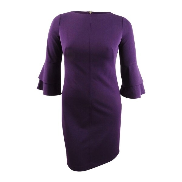 bell sleeve purple dress