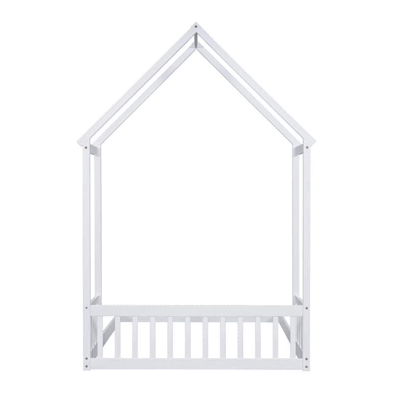 Full Roof-framed Headboard Floor Bed with Headboard Guardrails