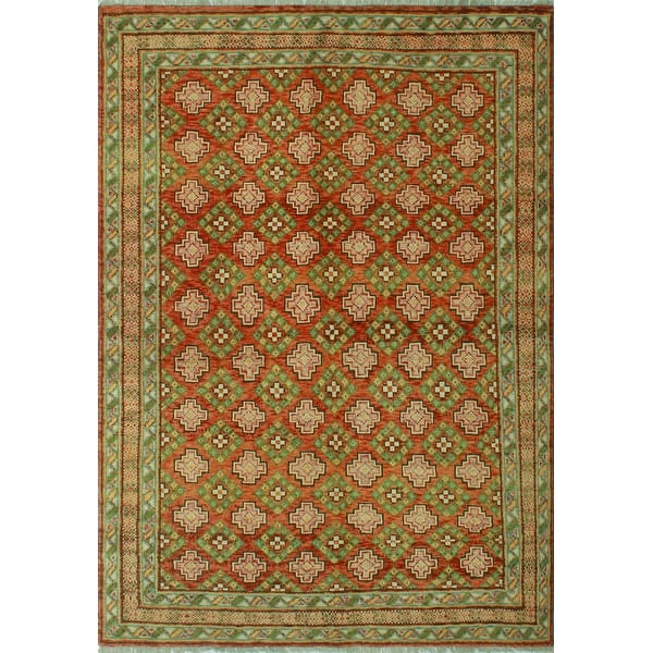 slide 2 of 9, Balochi Beornham Rust/Green Rug - 5'6" x 7'8"