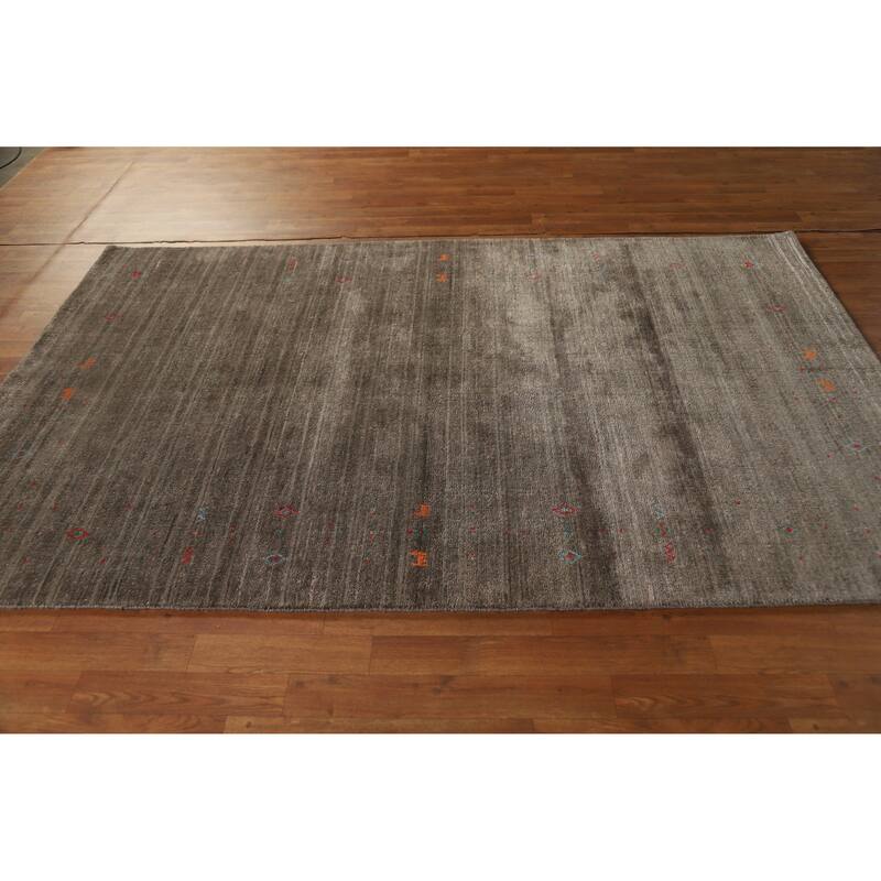 Hand Knotted Oriental 100% Wool Carpet Tribal Tribal Brown Gabbeh Area Rug - 8' 1'' X 5' 0''