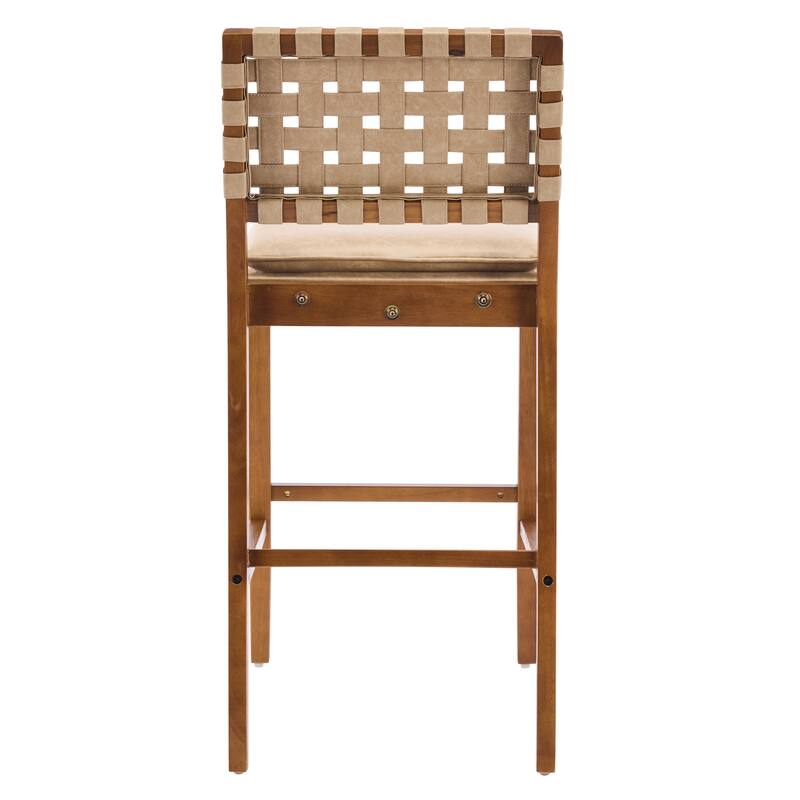 Christopher Knight Home - Rieti Industrial-Inspired Barstool Set with Crossback PU Upholstery and Wooden Frame