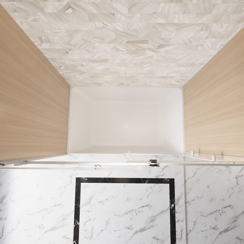 60 "W x 60" H Frameless Single Sliding Shower Door with Stainless Steel Handle - 60'' x 0.38'' x 60''