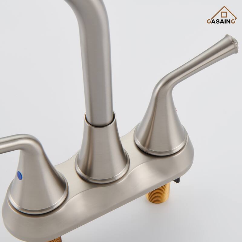 4 in. Centerset Double Handle Bathroom Faucet with Drain Kit Included