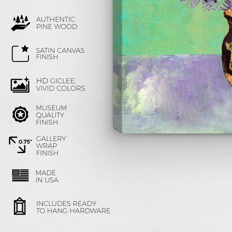 Wynwood Studio Canvas Floral and Botanical Vincent Still Life Beautiful Green and Violet Traditional Wall Art Canvas Print