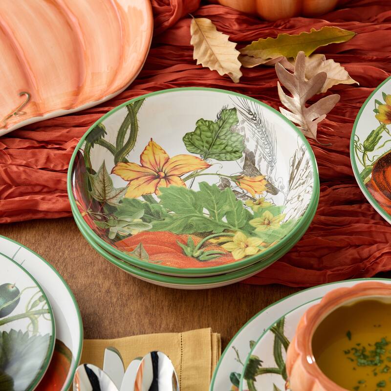 Certified Harvest Fields 9" Soup/Cereal Bowls, 4 Assorted Designs - 9.00"W x 9.00"D x 2.00"H