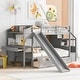 preview thumbnail 8 of 10, Twin over Twin Bunk Bed with Storage Staircase, Slide and Drawers, Desk Grey