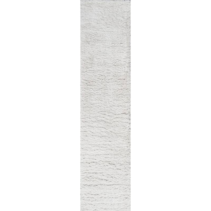 Groovy Solid Shag Area Rug - 2 X 10 - White