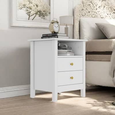 Moasis Modern Set of 2 Nightstands with Charging Station & USB Ports Bedside Bed Tables