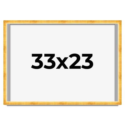 33x23 Shadow Box Frame Gold | 1.625 Inches Deep Real Wood Traditional