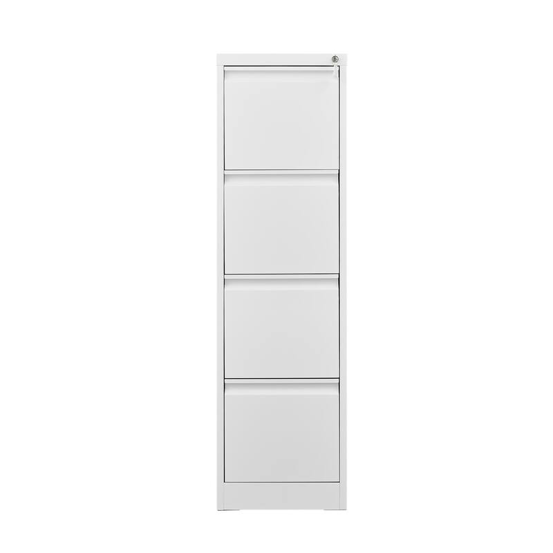 4 Drawer File Cabinet with Lock Metal Vertical File Storage Cabinet Office Home Steel Vertical File Cabinet - White