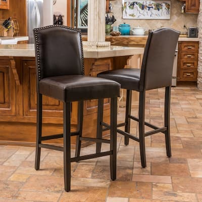 Logan Bonded Leather Backed Barstool (Set of 2) by Christopher Knight Home