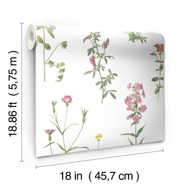 RoomMates Green & Pink Botanical Print Peel and Stick Wallpaper - Bed