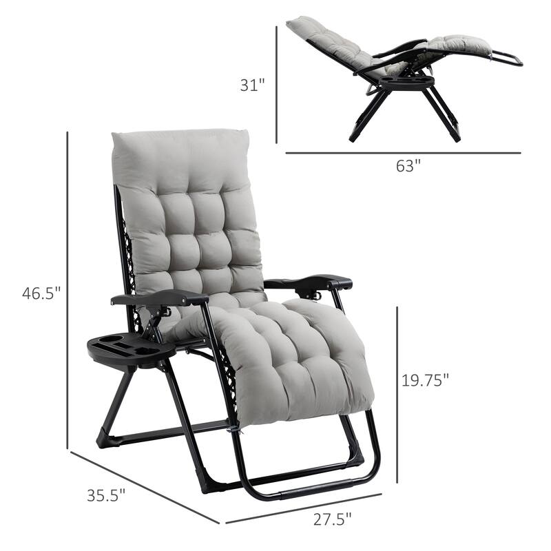 Portable Breathable Mesh Folding Lawn Chair with Adjustable Backrest, Outdoor Chairs with Padded Cushion & Side Tray