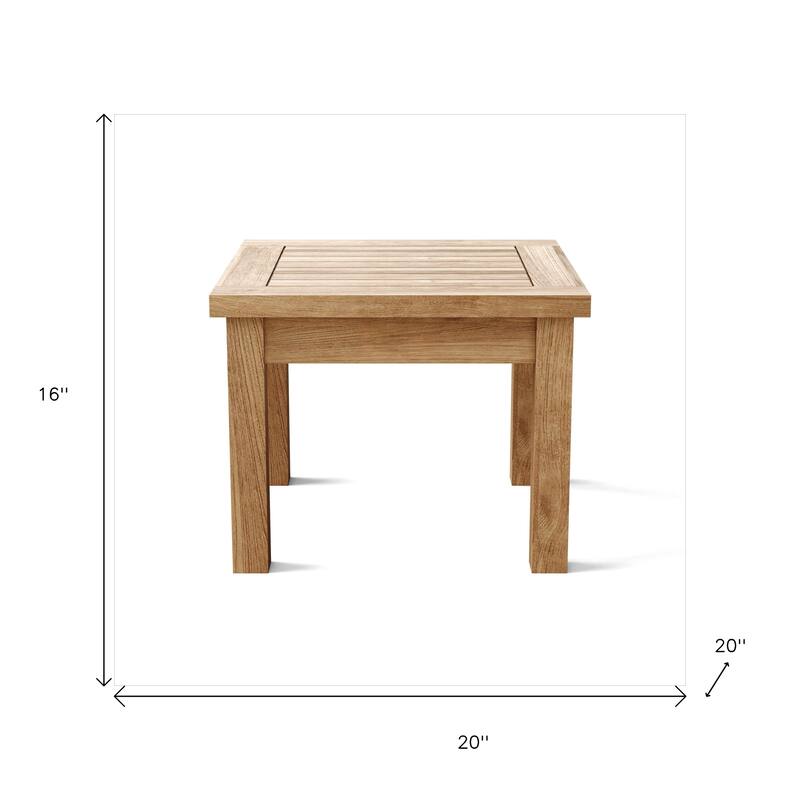 HomeRoots 20" Natural Square Solid Wood Outdoor Side Table