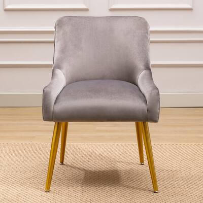 Modern Velvet Side Chair with Metal Legs