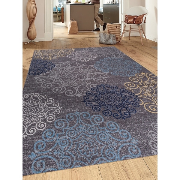 Modern Floral Swirl Design Non-Slip Area Rug. Opens flyout.