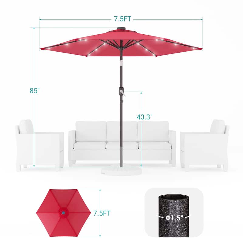Bonosuki 7.5Ft LED Patio Market Umbrella Outdoor Table Umbrella