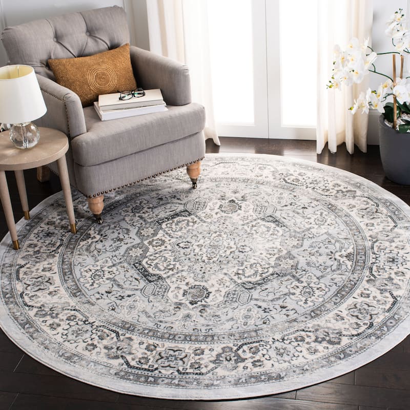 SAFAVIEH Isabella Minola Traditional Oriental Rug - 6'7" - Dark Grey/Cream - Round