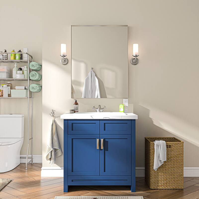 TOOLKISS Right Angle Aluminum Frame Bathroom Vanity Mirror with Clear Glass