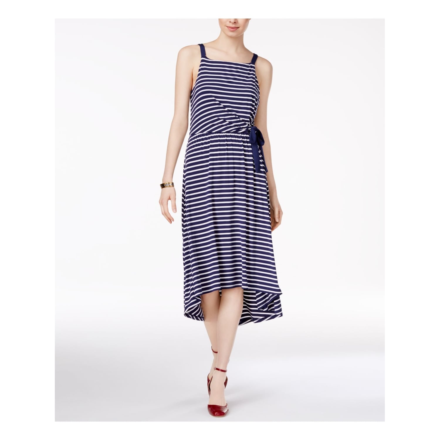 navy trapeze dress