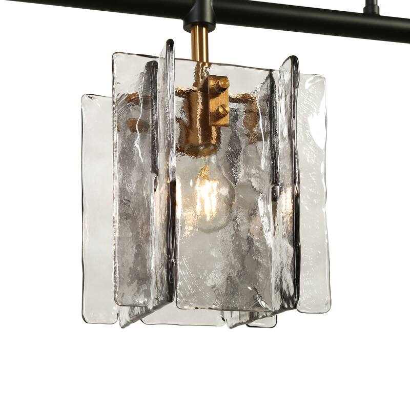 Kasy Modern 5-Light Smoky Textured Glass Chandelier Oversized Kitchen Island Light for 8-10 Dining Sets