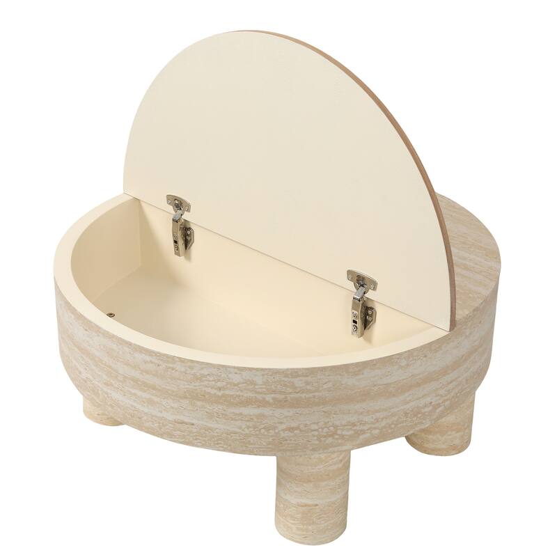 Round Coffee Table With Flip Top And Hidden Storage Compartment