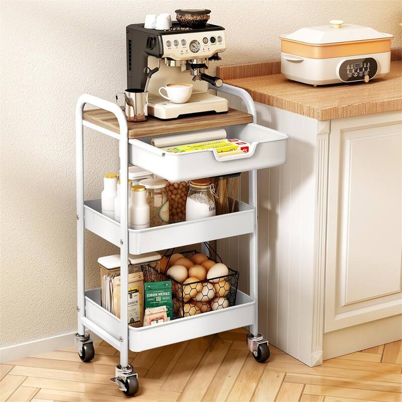 3 Tier Rolling Cart - 11.4"D x 16.5"W x 28.9"H